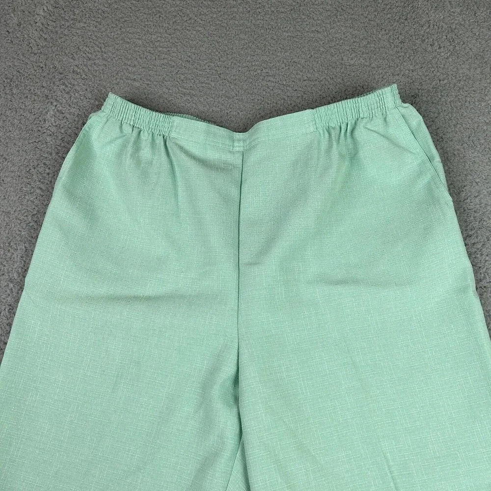 Alfred Dunner Pull On Pants Size 18 Green Comfort Elastic Waist‎ Slacks Pockets